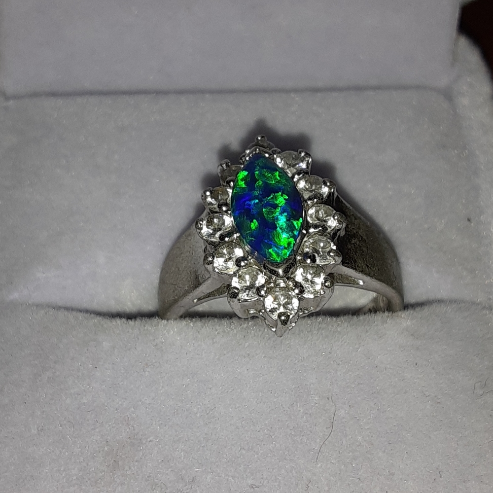 Antique sterling silver black opal